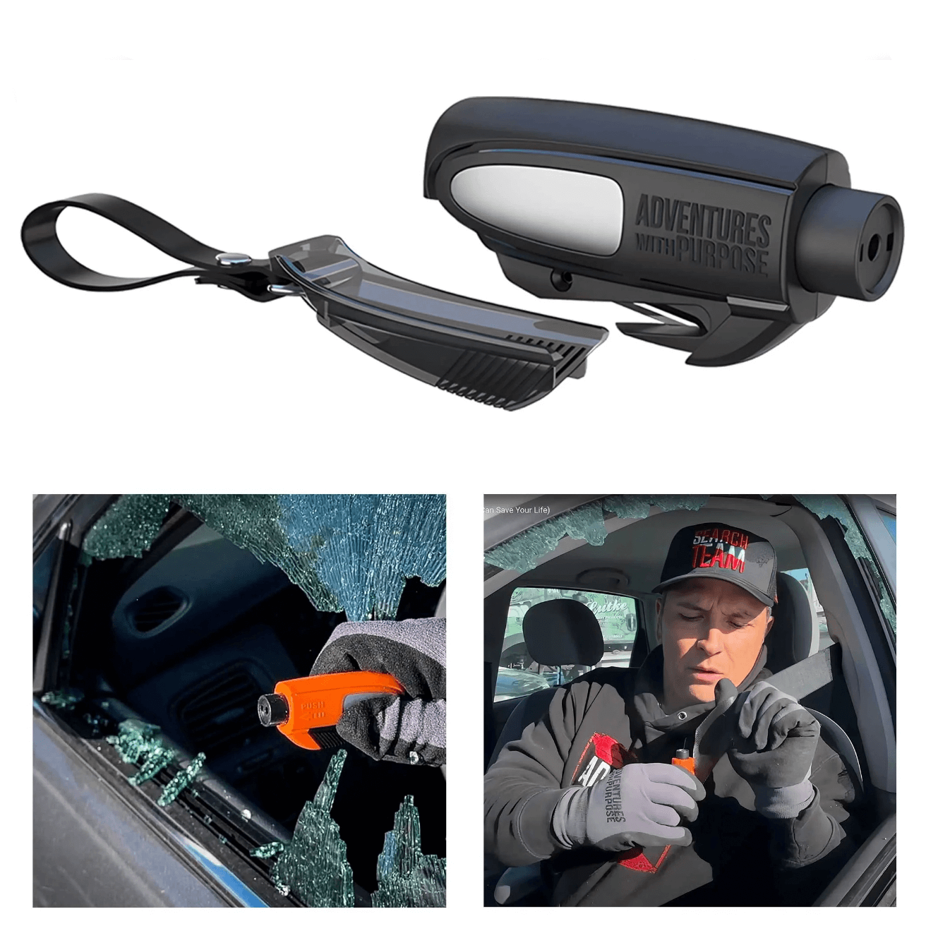 2-in-1 Stuck Dad Emergency Window Breaker & Seatbelt Cutter