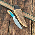 Handcrafted Lost Dad Rescue Knife – Damascus Steel Blade with Resin & Olive Wood Handle